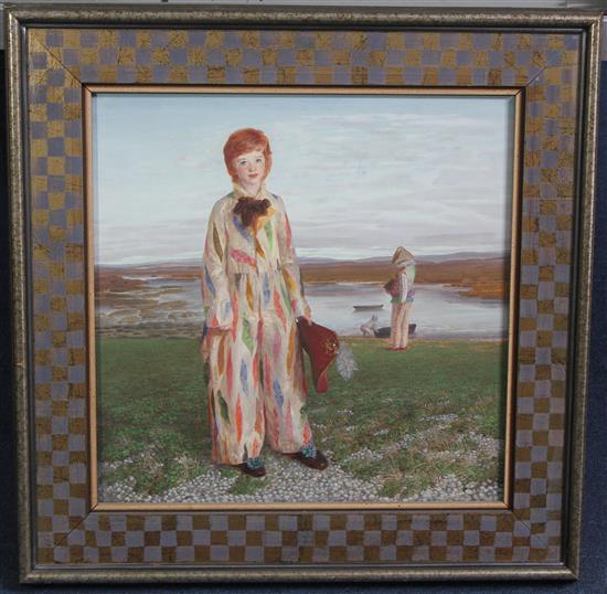 § Claude Harrison (1922-2009) Sarah as Harlequin, 14 x 14in.